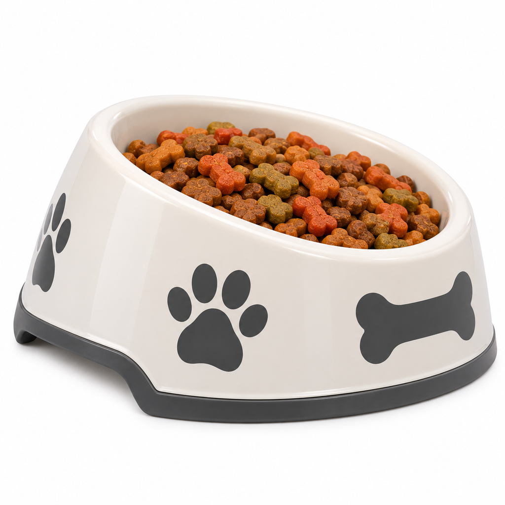 Non-Slip Pet Food Bowl – Paw Print Dog & Cat Feeding Bowl