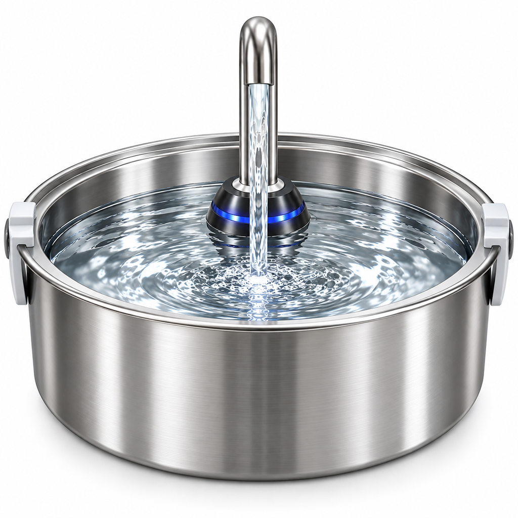 Stainless Steel Automatic Pet Water Fountain – Quiet Recirculating Water Dispenser for Cats &amp; Dog